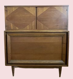 Mid-century Modern Walnut Highboy Dresser By Basic Witz