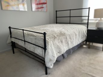 Industrial Matte-Black Adjustable Metal Platform Bed Frame