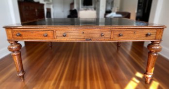 ANTIQUE SOLID MAHOGANY PARTNERS WRITING TABLE