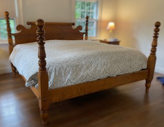 King Size Tiger Maple Wood Posts Bedframe From Leonards New England