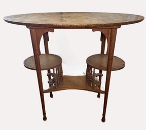 Antique Oval Quarter Sawn Oak Parlor Table