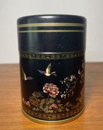 JUSTIN'S MELROSE PARK ASIAN THEME TIN CANISTER WITH INNER LID BY HOFFMAN SWITZERLAND