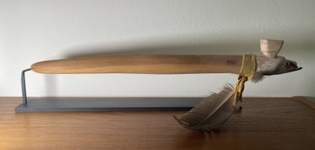 NATIVE AMERICAN STYLE CALUMET PEACE PIPE WITH STAND