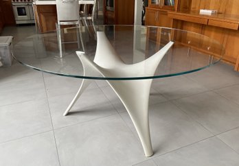 ROUND GLASS TOP MOLTENI & C ARC DINING TABLE