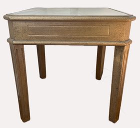 Gold Painted Wood Bevelled Mirror Top Side Table