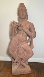 Handcrafted Sandstone Sculpture Of A Dancing Apsara Or Surasundari