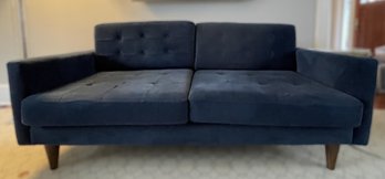 Joybird Eliot Apartment Sofa In Tufted Navy Velvet