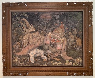 Traditional Balinese Painting Titled 'Pementasan Calonarang,' Created By Artist I Wayan Djudjul