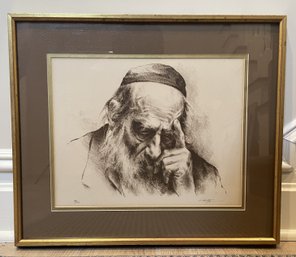 Itshak Holtz Framed Lithograph 'The Thinker Left Hand' Signed & Numbered (88/100)
