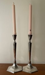 PR OF 800 SILVER 6 SIDED CANDLESTICKS