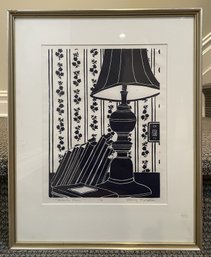 Merry Morse Signed Block Print 'Leisure Hour' Framed Woodcut/Linocut (1/8)