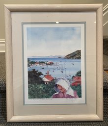 Stanislas Defize Signed Art Print 'Le Port De Gustavia à Saint Barthélemy' Framed