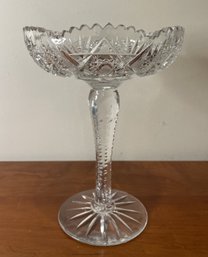 AMERICAN BRILLIANT PEDESTAL CRYSTAL CUT COMPOTE GLASS