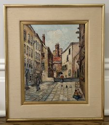 Original Piet Van Beek (Dutch, 1912–1992) European Street Scene Oil Painting On Canvas