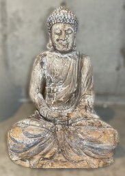 Chinese Rustic Wood Sitting Meditation Shakyamuni Buddha Statue