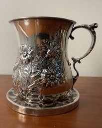 ANTIQUE STERLING SILVER REPOUSSE MUG