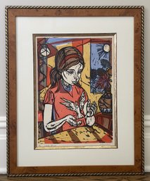 Irving Amen Hand-Signed Color Woodcut 'White Bird' (200/200)