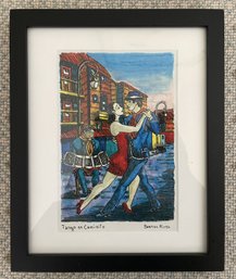 Jose Volponi 2011 'Tango En Caminito' Signed Original Watercolor Art - Buenos Aires, Argentina