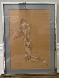 Vintage 1970 Mid-Century Modern Expressionist Figure Drawing - Signed & Framed
