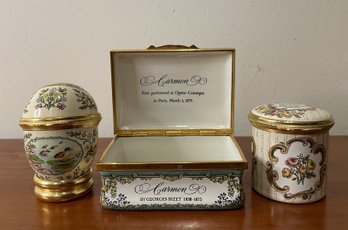 ASSORTED SET OF ORNATE DECORATIVE TRINKET BOXES