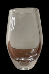 VINTAGE SIGNED ETCHED DEER CRYSTAL CLEAR BUD VASE