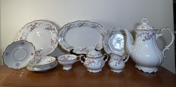 9PC EDELSTEIN BAVARIA MARIA THERESIA COLLECTION COFFEE POT, SUGAR BOWL, CREAMER AND SERVING DISHES