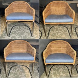 Harvey Probber Original MCM Wicker And Chrome Cantilever Chairs