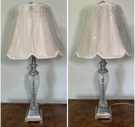 PR Of Waterford Alana Crystal Table Lamp With A Brass Base And A Traditional Textile Shade