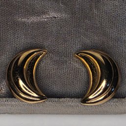 Vintage Napier Gold-tone Metal Sculptural Clip Earrings