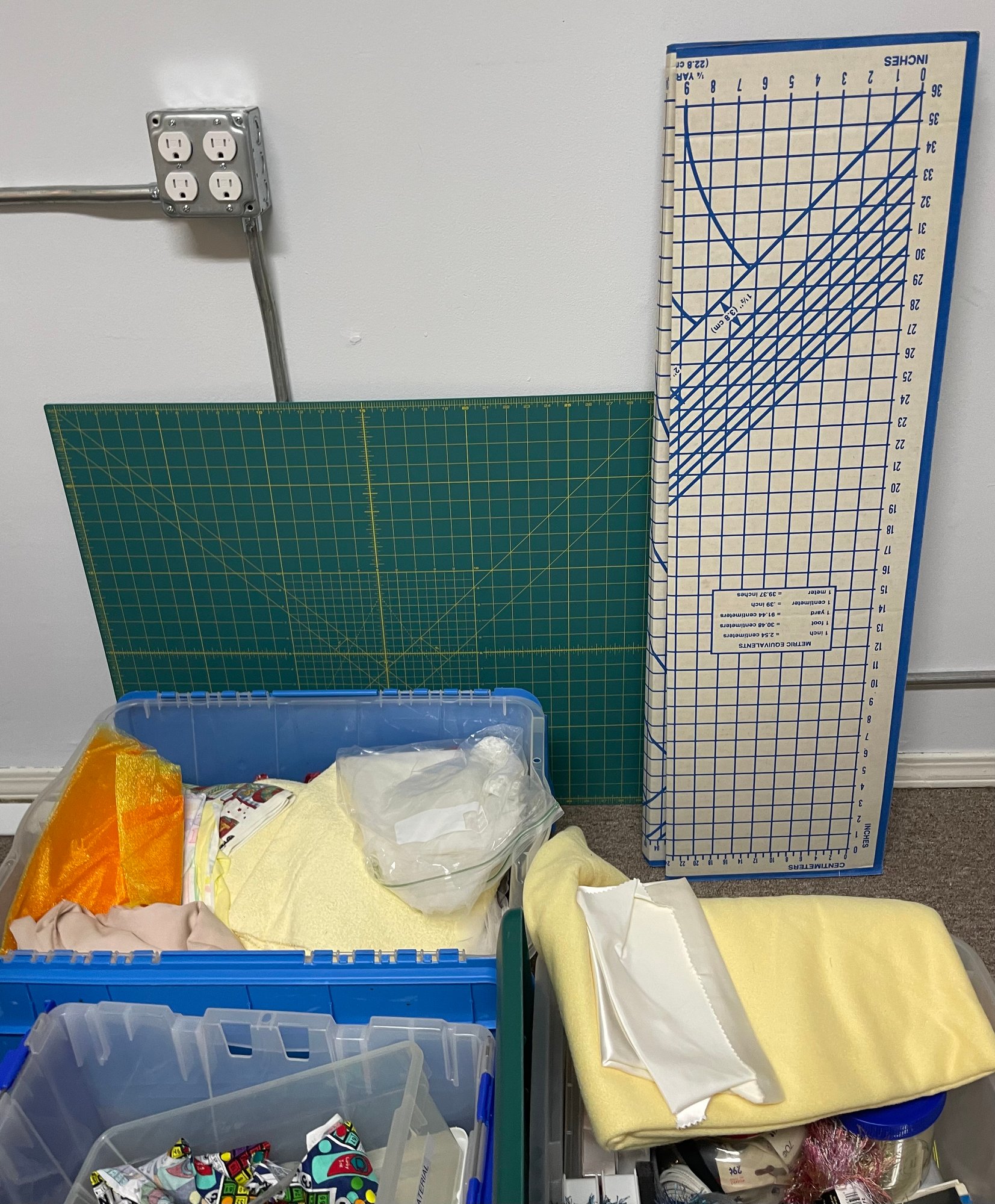 R14 Three Boxes And A Couple Loose Items Of Crafts Includes Fabric ...