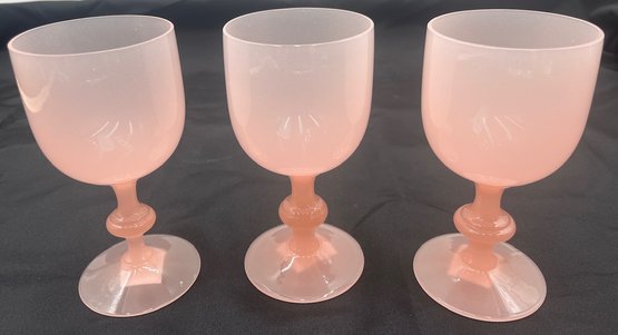 R3. VERY RARE! Portieux Vallerysthal Pink Opaline Goblets - Set Of 3