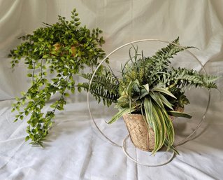 R7 Decorative Faux Plants And Woven Basket, Located Up Stairs