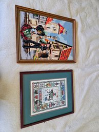 R4 Needlepoint Embroidery Artworks. Townsquare Piece Measures Approximately 16.5x21.5' And