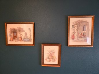 RR3 Signed Carol Jean Green Watercolor Paintings In Frames