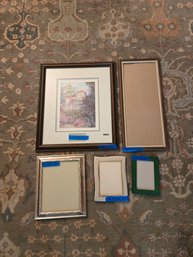 RR2 Signed Watercolor Print In Wooden Frame & Assorted Picture Frames
