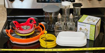 R2 Vintage Oil And Vinegar Cruet Set, Egg Cups And Spoons Set, Pineapple/Melon And Apple Cutters