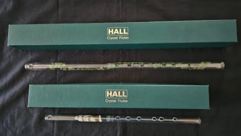 R8 Hall Crystal Flutes, Single Dragon Image Flute In D, Single White Gold Ship Flute In D