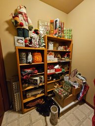 CL5 Large Holiday Lot To Include Vintage Ornaments, Lights, Cards And Other Decorative Items, Bookcases Not In