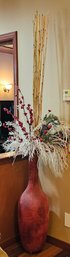 R1 Large Floor Vase With Decorative Bamboo And Faux Foliage Accents