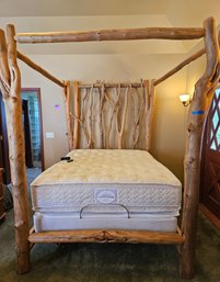 R6 Custom Pine Bedframe With Adjustable Mattress Base And Queen Size Pillow Top Mattress