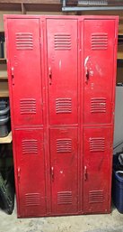 R0 Vintage Republic Storage Systems Red Steel Locker With Six Doors