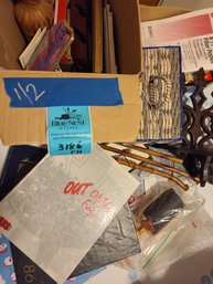 Vintage Sewing Basket, Vintage Pocket Purse, Home Decor Including: Candlesticks, Vase, Wood Box And Frames