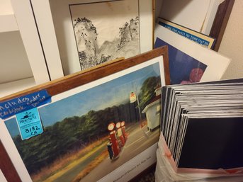 Framed Art By Mildred Mitchell, Edward Hopper, Dana Vitale And Bill Hemp, Mirror, And Card Stock