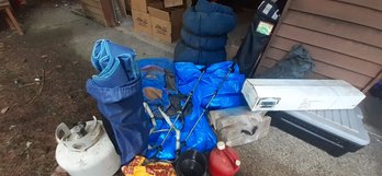 R0 Full Camping, Cooking, Fire Setup Includes Propane Tank, Pots, Kettle, Charcoal, Etc