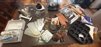 R3 Baking Lot, Mixer, Food Processor, Utensils, Bakeware Includes:  Hand Mixer, Food Processor, Baking Sheets