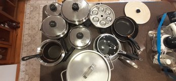 R3 Cookware Lot Pots, Pans, Lids, Includes Lustre Craft Set  As Well