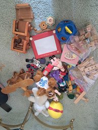 Hot Wheels, Etch It Sketch, Stuffed Animals, Wood Blocks And Toys