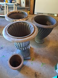 Three Large Outdoor And One Small Pot