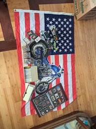 Harley Davidson Collectors Cards, Harley Davidson Cigarettes, Model Motorcycles And Decorative Flag