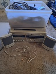 AM/FM Stereo Cassette Music Center With Record Player, Aux Cords Ans Extension Cords